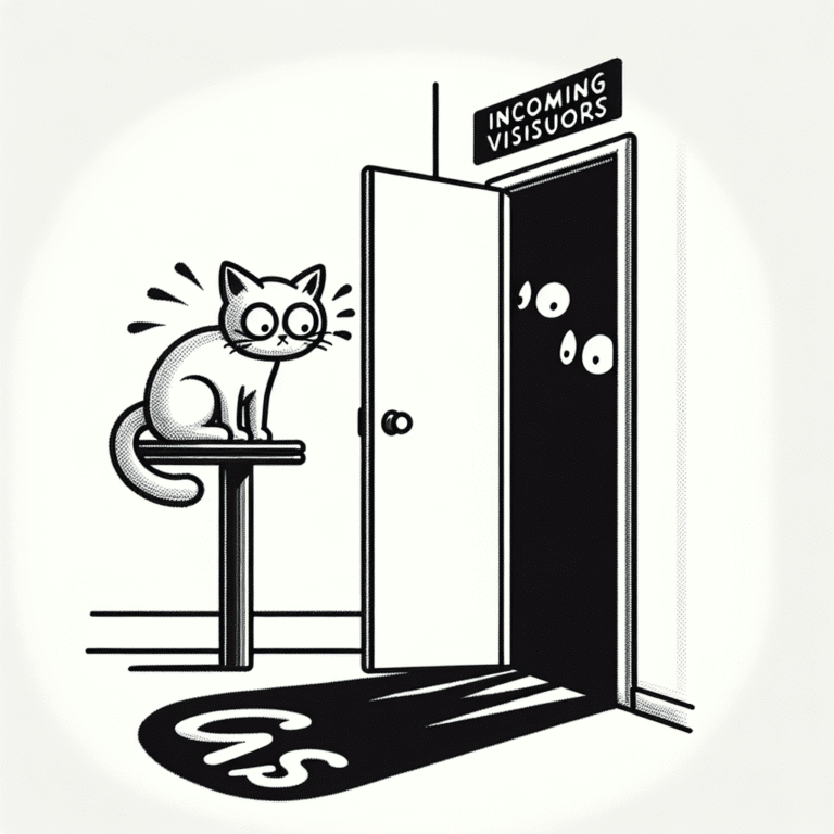 gato ansioso com visitas