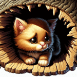 gato escondido com medo