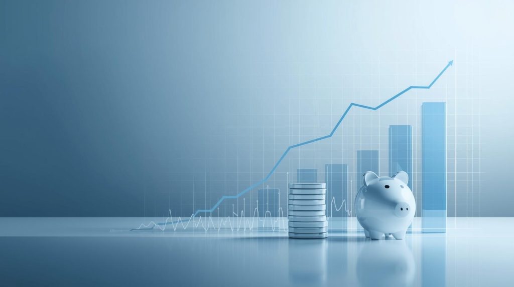 Ilustração com três níveis financeiros: básico, intermediário e avançado.