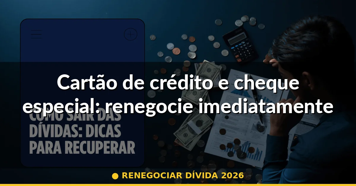 Cartão de crédito e cheque especial: renegocie imediatamente — renegociar dívida 2026