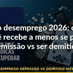 seguro desemprego demissão vs demitido diferença valor — Guia completo 2026